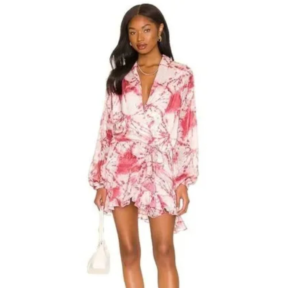 NWT Rococo Sand Ava Ruffled Mini Dress in Rosewood Size Small